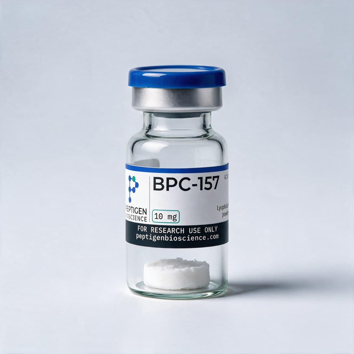 BPC-157 10 mg, 3 ml glass vial with Peptigen Bioscience label