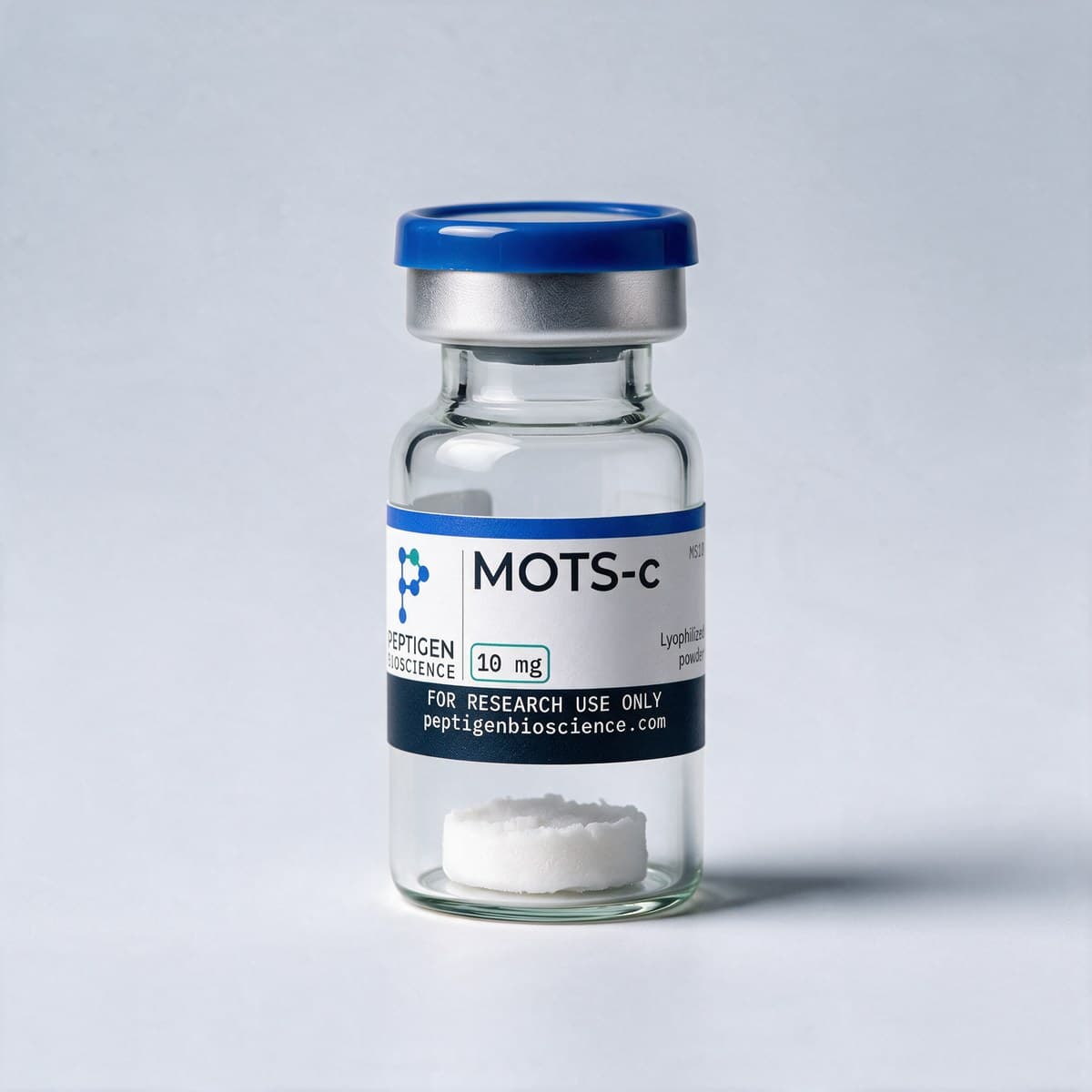 MOTS-c 10 mg, 3 ml glass vial with Peptigen Bioscience label